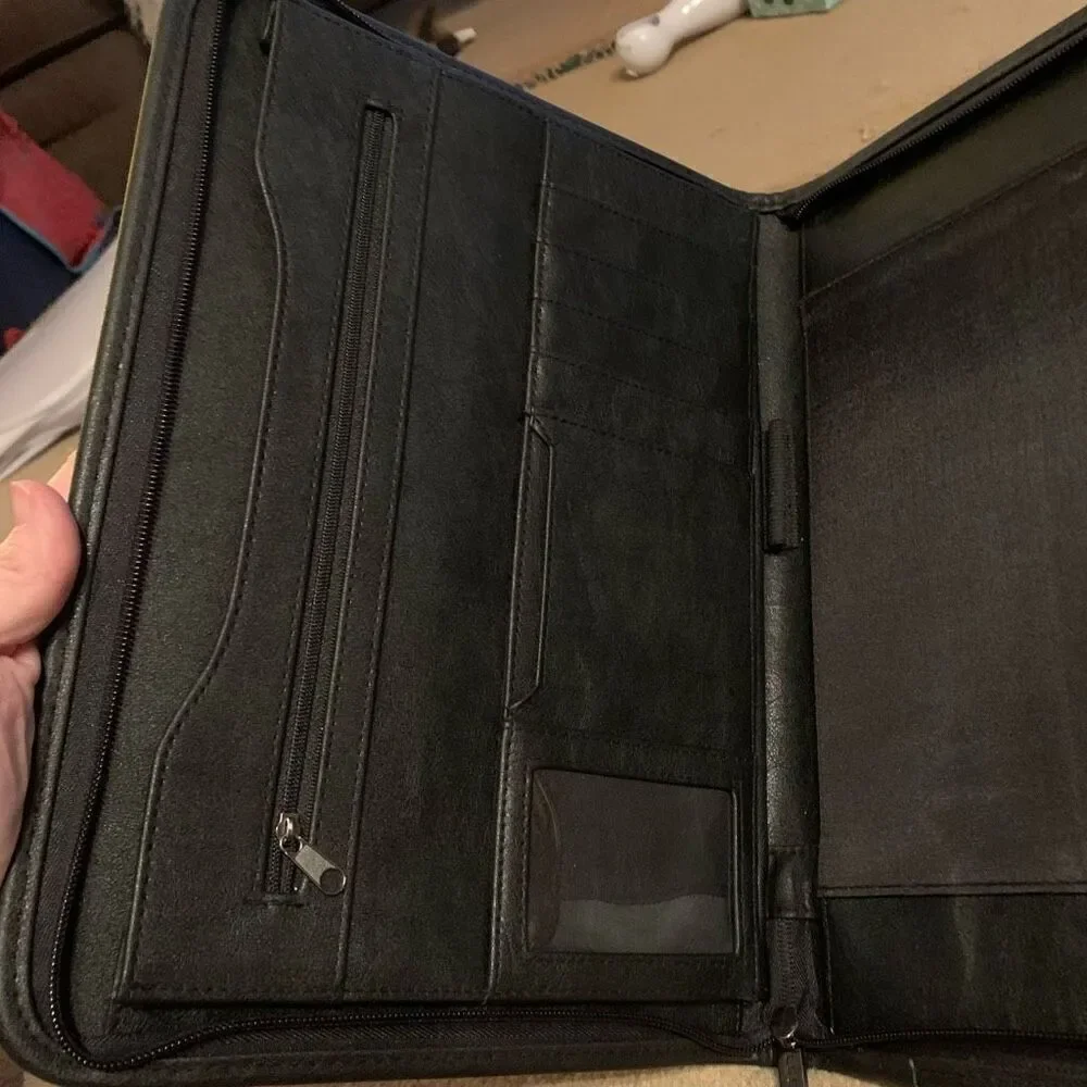 WV Surface Mine Drainage Task Force Black Faux Leather Leeds Zip Portfolio
